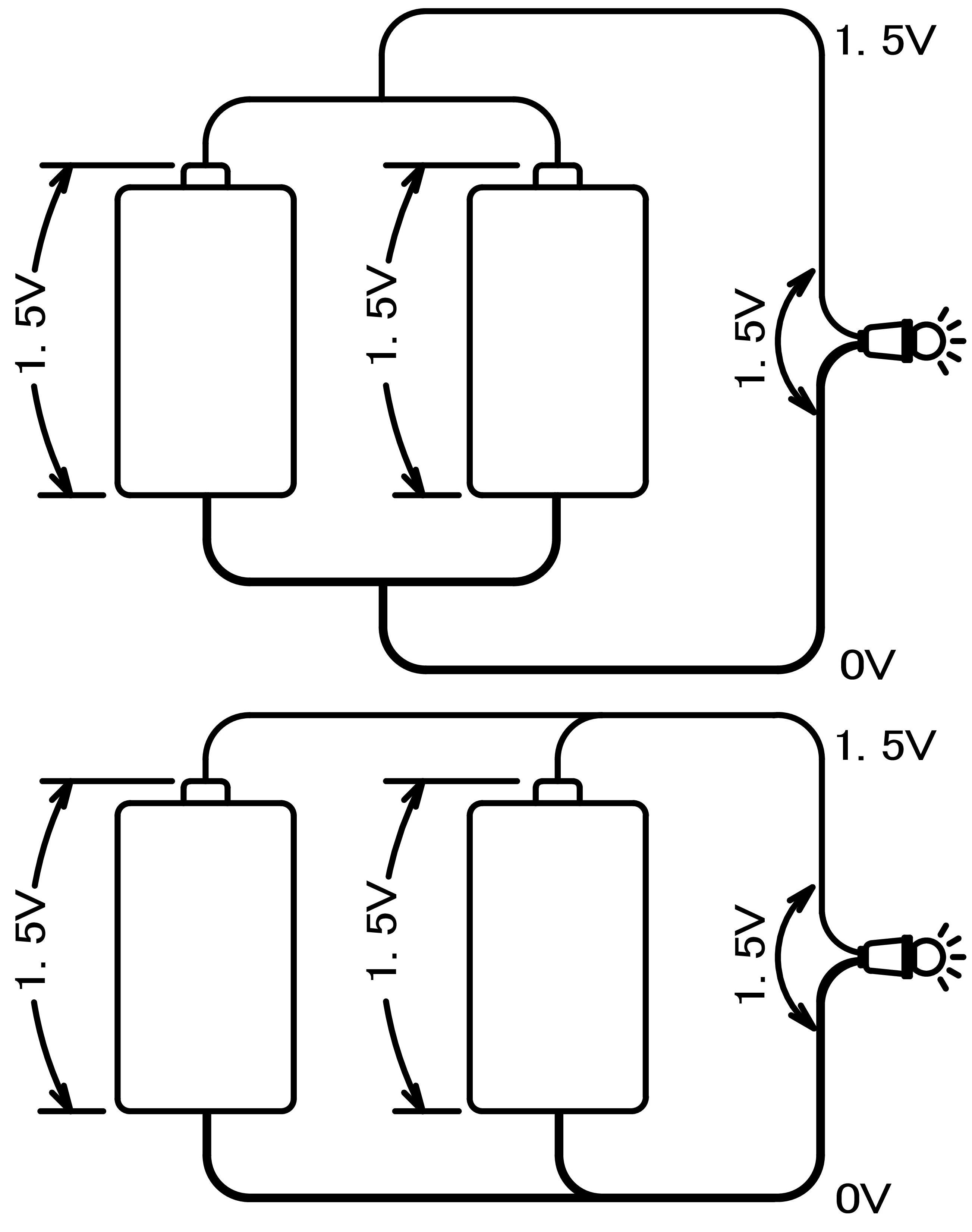 乾電池並列点灯図